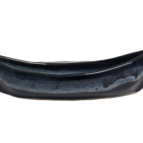 VTG 90s Maxwell Pottery Canada Blue Canoe Dish Signed 26 cm Cabincore Rustic - Picture 3 of 5